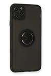 Mey İthalat®  iPhone 11 Pro Kılıf Montreal Yüzüklü Silikon Kapak - Siyah