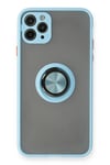 Mey İthalat®  iPhone 11 Pro Kılıf Montreal Yüzüklü Silikon Kapak - Buz Mavi