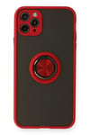 Mey İthalat®  iPhone 11 Pro Kılıf Montreal Yüzüklü Silikon Kapak - Kırmızı