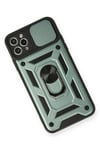 Mey İthalat®  iPhone 11 Pro Kılıf Pars Lens Yüzüklü Silikon - Yeşil