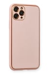 Mey İthalat®  iPhone 11 Pro Max Kılıf Coco Deri Silikon Kapak - Pembe