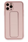 Mey İthalat®  iPhone 11 Pro Max Kılıf Coco Deri Standlı Kapak - Pembe