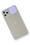Mey İthalat®  iPhone 11 Pro Max Kılıf Palm Buzlu Kamera Sürgülü Silikon - Lila