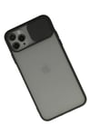 Mey İthalat®  iPhone 11 Pro Max Kılıf Palm Buzlu Kamera Sürgülü Silikon - Siyah