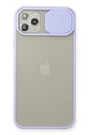 Mey İthalat®  iPhone 11 Pro Max Kılıf Palm Buzlu Kamera Sürgülü Silikon - Lila