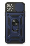 Mey İthalat®  iPhone 11 Pro Max Kılıf Pars Lens Yüzüklü Silikon - Lacivert