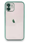 Mey İthalat®  iPhone 12 Kılıf  Lensli Silikon - Yeşil