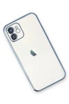 Mey İthalat®  iPhone 12 Kılıf  Lensli Silikon - Açık Mavi