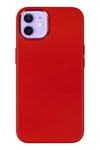 Mey İthalat®  iPhone 12 Kılıf Asya Deri Silikon - Kırmızı