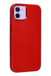 Mey İthalat®  iPhone 12 Kılıf Asya Deri Silikon - Kırmızı