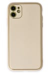 Mey İthalat®  iPhone 12 Kılıf Coco Deri Silikon Kapak - Gold