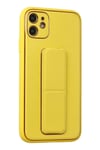 Mey İthalat®  iPhone 12 Kılıf Coco Deri Standlı Kapak - Sarı