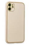 Mey İthalat®  iPhone 12 Kılıf Coco Deri Silikon Kapak - Gold