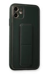Mey İthalat®  iPhone 12 Kılıf Coco Deri Standlı Kapak - Füme