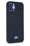 Mey İthalat®  iPhone 12 Kılıf Kelvin Kartvizitli Silikon - Lacivert