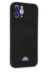 Mey İthalat®  iPhone 12 Kılıf Kelvin Kartvizitli Silikon - Siyah