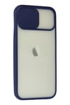 Mey İthalat®  iPhone 12 Kılıf Palm Buzlu Kamera Sürgülü Silikon - Lacivert