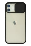 Mey İthalat®  iPhone 12 Kılıf Palm Buzlu Kamera Sürgülü Silikon - Siyah