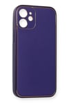 Mey İthalat®  iPhone 12 Mini Kılıf Coco Deri Silikon Kapak - Mor