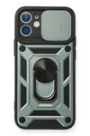 Mey İthalat®  iPhone 12 Mini Kılıf Pars Lens Yüzüklü Silikon - Yeşil