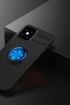 Mey İthalat®  iPhone 12 Mini Kılıf Range Yüzüklü Silikon - Siyah-Mavi