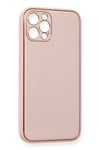 Mey İthalat®  iPhone 12 Pro Kılıf Coco Deri Silikon Kapak - Pembe
