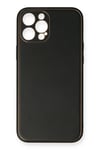 Mey İthalat®  iPhone 12 Pro Kılıf Coco Deri Silikon Kapak - Siyah