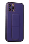 Mey İthalat®  iPhone 12 Pro Kılıf Coco Deri Standlı Kapak - Mor