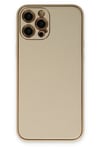 Mey İthalat®  iPhone 12 Pro Kılıf Coco Deri Silikon Kapak - Gold