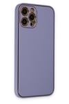 Mey İthalat®  iPhone 12 Pro Kılıf Coco Deri Silikon Kapak - Açık Lila