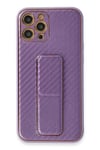 Mey İthalat®  iPhone 12 Pro Kılıf Coco Karbon Standlı Kapak - Mor