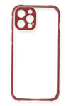 Mey İthalat®  iPhone 12 Pro Kılıf Miami Şeffaf Silikon - Fuşya