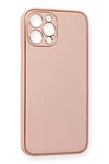 Mey İthalat®  iPhone 12 Pro Max Kılıf Coco Deri Silikon Kapak - Pembe