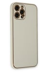 Mey İthalat®  iPhone 12 Pro Max Kılıf Coco Deri Silikon Kapak - Beyaz