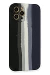 Mey İthalat®  iPhone 12 Pro Max Kılıf Ebruli Lansman Silikon - Siyah-Lacivert