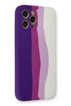 Mey İthalat®  iPhone 12 Pro Max Kılıf Ebruli Lansman Silikon - Mor-Beyaz