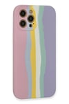Mey İthalat®  iPhone 12 Pro Max Kılıf Ebruli Lansman Silikon - Pembe-Lila