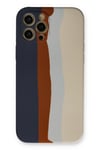 Mey İthalat®  iPhone 12 Pro Max Kılıf Ebruli Lansman Silikon - Lacivert-Krem