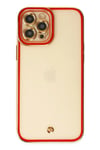 Mey İthalat®  iPhone 12 Pro Max Kılıf Liva Lens Silikon - Kırmızı