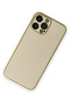 Mey İthalat®  iPhone 13 Pro Kılıf Coco Deri Silikon Kapak - Gold