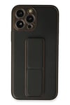 Mey İthalat®  iPhone 13 Pro Kılıf Coco Deri Standlı Kapak - Siyah