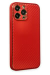 Mey İthalat®  iPhone 13 Pro Kılıf Coco Karbon Silikon - Kırmızı