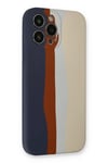 Mey İthalat®  iPhone 13 Pro Kılıf Ebruli Lansman Silikon - Lacivert-Krem