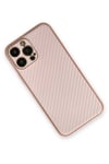 Mey İthalat®  iPhone 13 Pro Max Kılıf Coco Karbon Silikon - Pembe