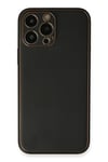 Mey İthalat®  iPhone 13 Pro Max Kılıf Coco Deri Silikon Kapak - Siyah