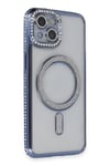 Mey İthalat®  iPhone 14 Kılıf Joke Simli Magneticsafe Kılıf - Mavi