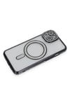 Mey İthalat®  iPhone 14 Kılıf Joke Simli Magneticsafe Kılıf - Siyah