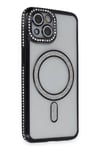 Mey İthalat®  iPhone 14 Kılıf Joke Simli Magneticsafe Kılıf - Siyah