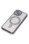 Mey İthalat®  iPhone 14 Kılıf Joke Simli Magneticsafe Kılıf - Derin Mor