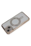 Mey İthalat®  iPhone 14 Kılıf Joke Simli Magneticsafe Kılıf - Gold